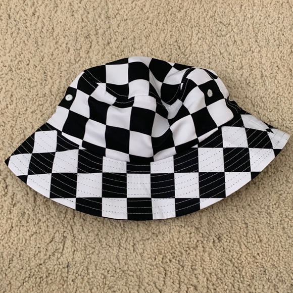 None Accessories - Checkerboard Bucket Hat in Black and White - Unbranded